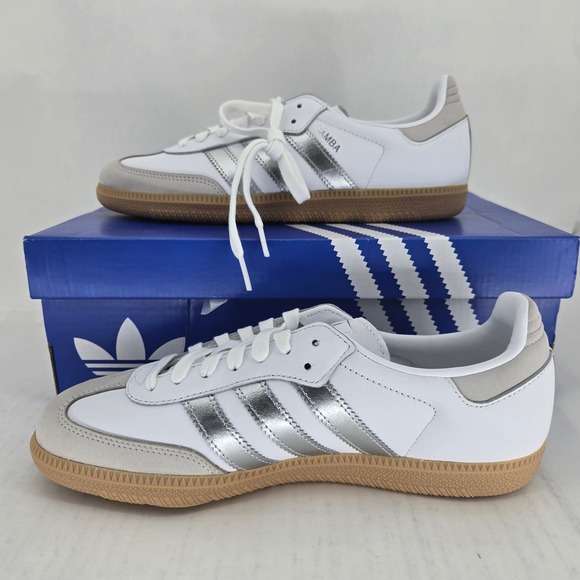 adidas Shoes - Adidas Samba OG W White Silver Metallic Grey Shoes JI2725 Womens Size 8 New